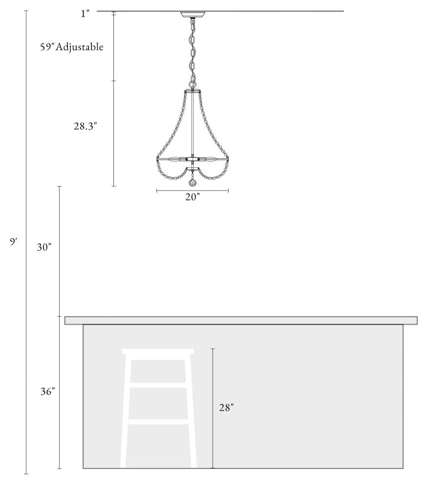LNC 6-light Farmhouse Black Brushed Wood Beaded Bohemian Chandelier