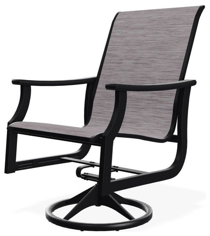 St. Catherine Sling Outdoor Swivel Rocker, Fossil/Black