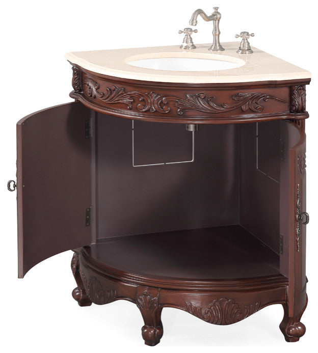 24" Classic-Style Bayview Corner Bathroom Sink Vanity, BC-030M