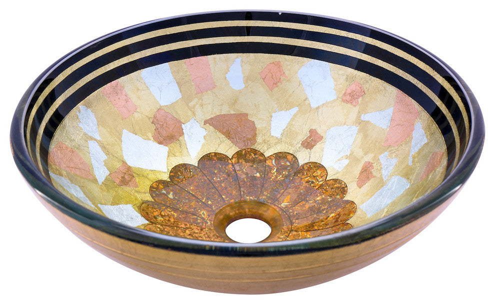 Celebrazione Glass Vessel Sink and Drain, Oil Rubbed Bronze