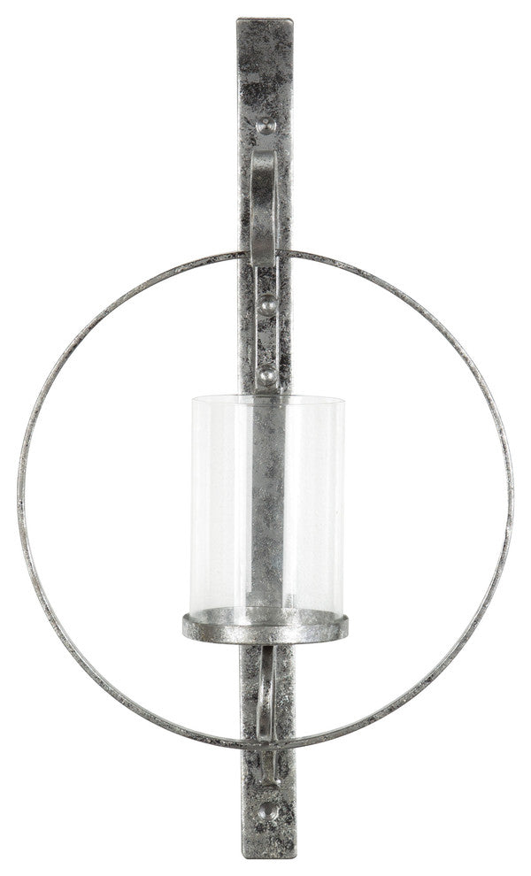 Kate and Laurel Doria Metal Wall Candle Holder Sconce, Silver