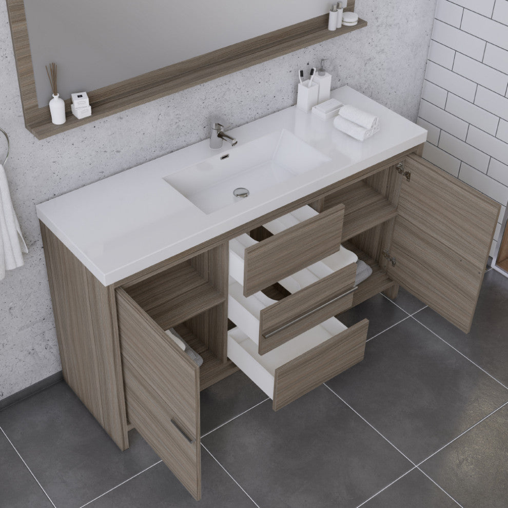 Sortino 60" Single Bathroom Vanity With Sink, Gray