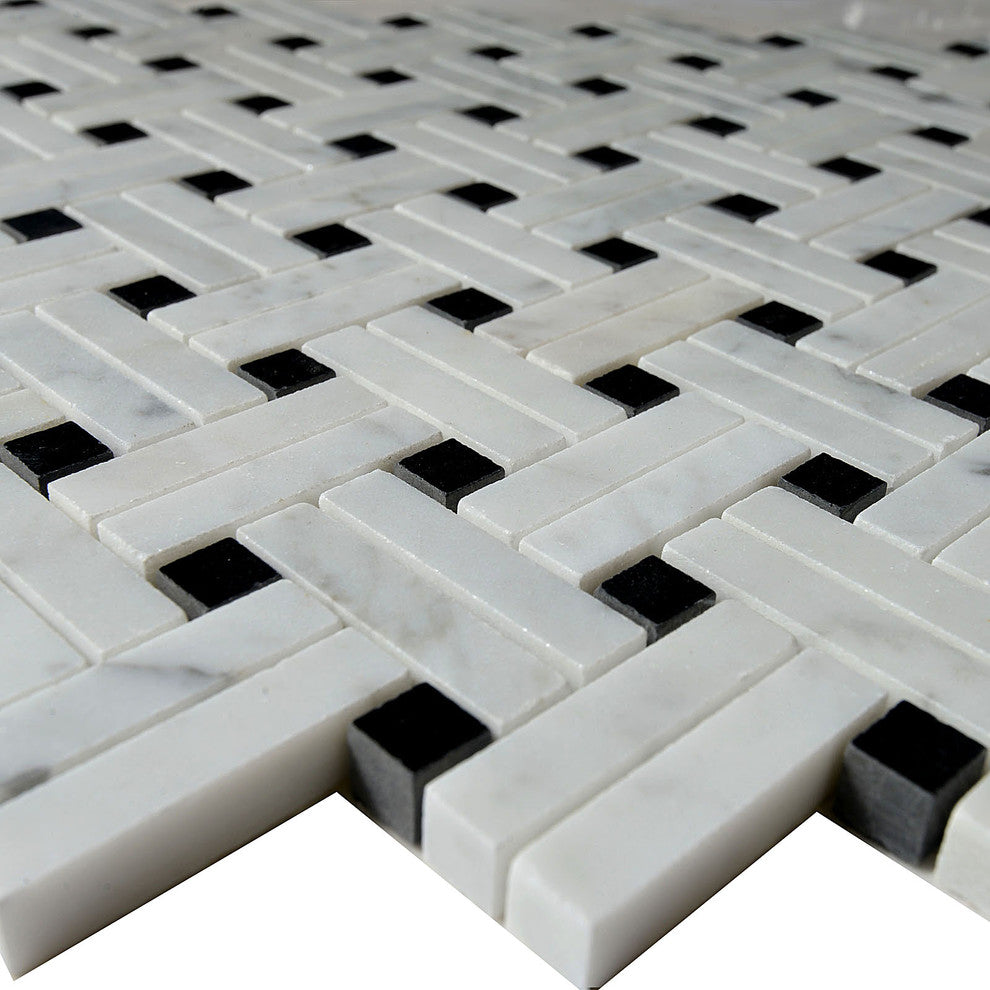 Marble Mosaic Tile, Knot Collection, Net, Strip+Square, Polished, Sample