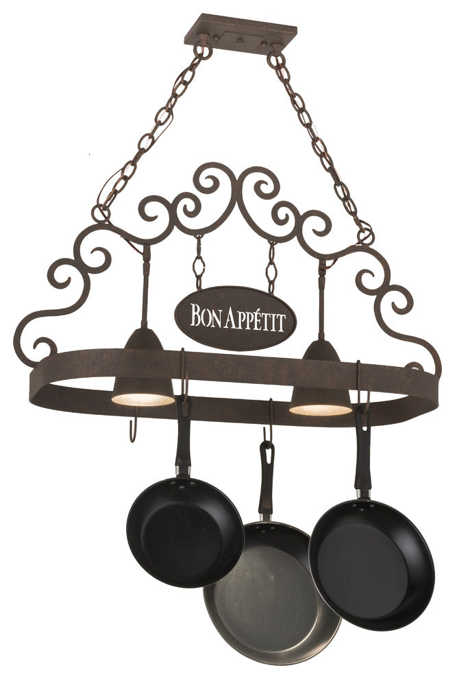 34"L Bon Appetit 2 Light Pot Rack