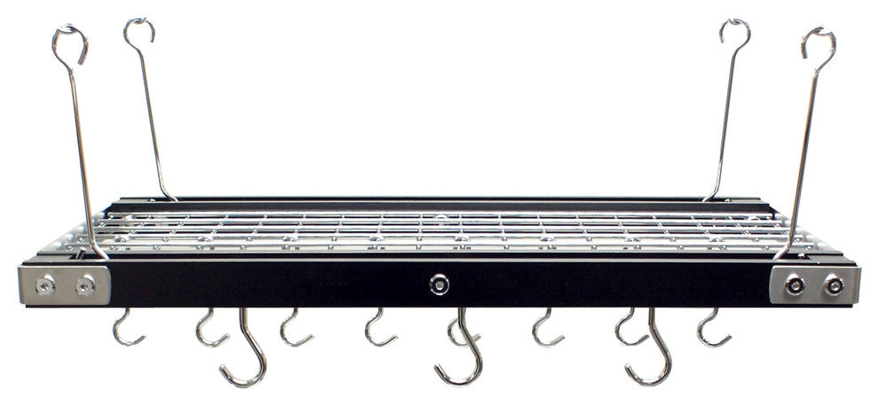 Range Kleen 24-Piece  Walnut with Stainless Steel Accents Rectangle Pot Rack