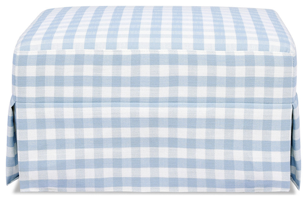 Crawford Gliding Ottoman, Blue Gingham