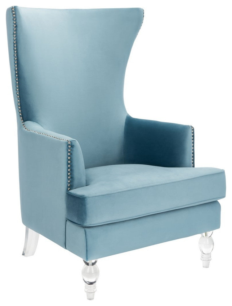 Safavieh Couture Geode Modern Wingback Chair, Light Blue