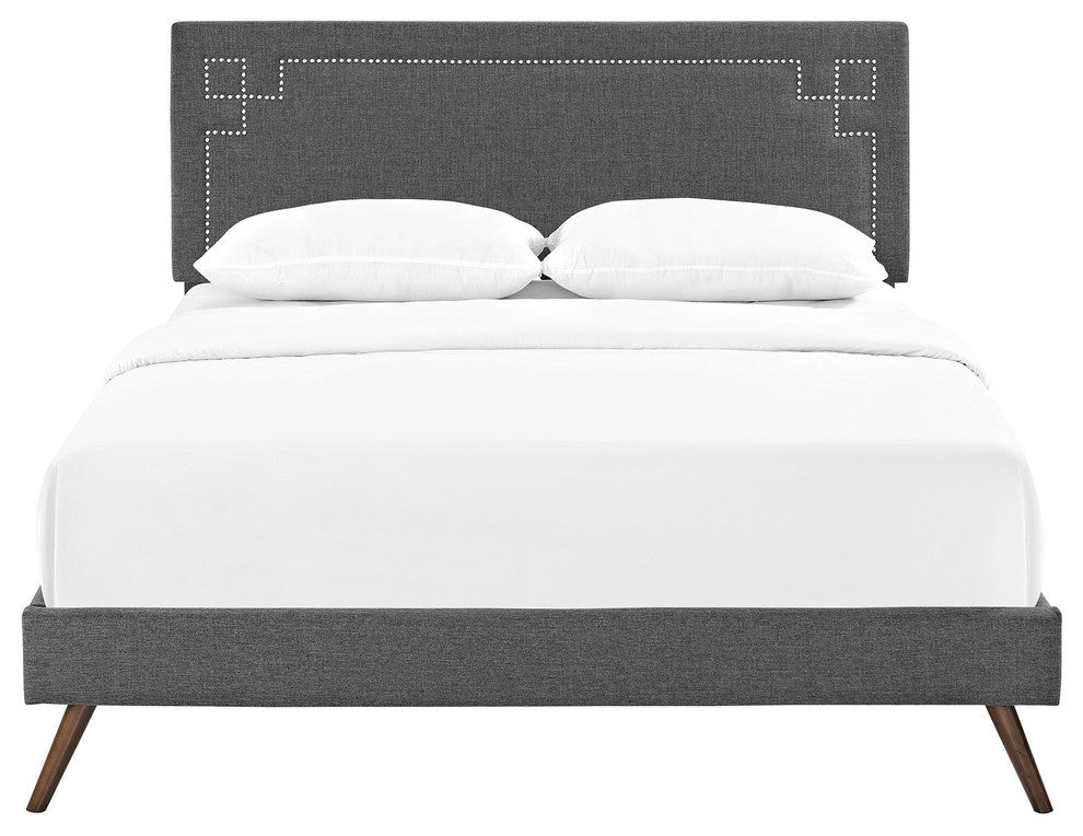Modway Josie Full Fabric Platform Bed With Round Splayed Legs, Gray