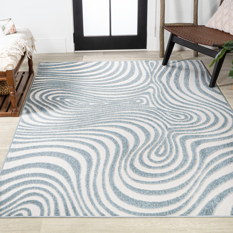 Maribo High-Low Abstract Groovy Striped Indoor/Outdoor Area Rug