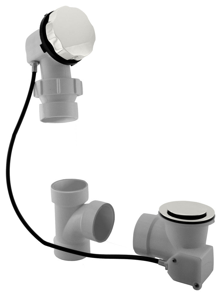Sch. 40 PVC 27" Cable Drive Bath Waste - Ball Joint Head In Powder Coated White