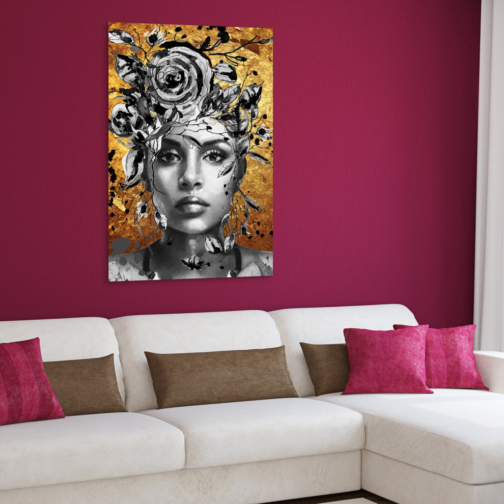 Beautiful Woman Printed Wall Art Unframed Free Floating Tempered Glass