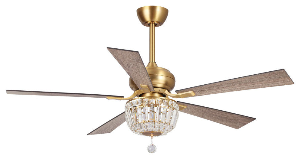 52 in Crystal Ceiling Fan with Remote Control in Gold