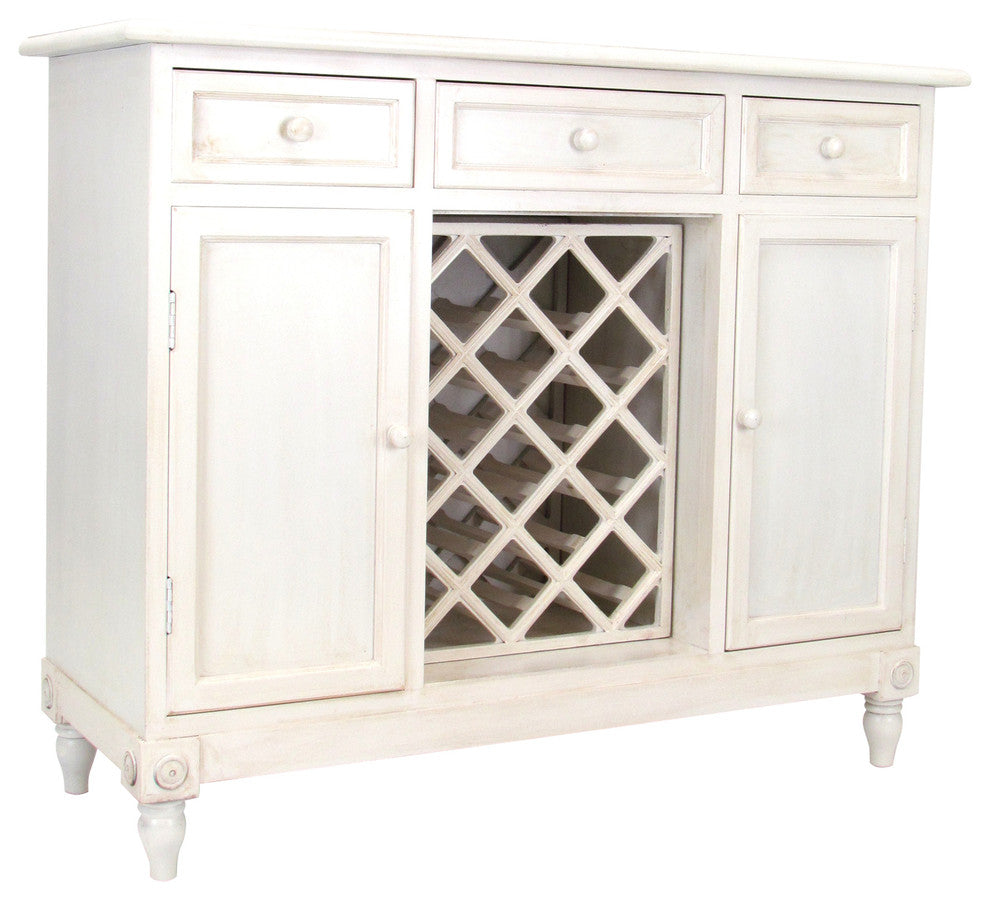 Wine Rack Sideboard, Aged White