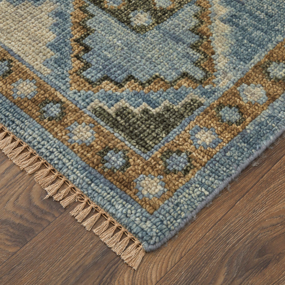 Foxboro R6935 Traditional/Vintage Round Rug, Blue/Green, 8'x8' Round