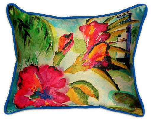 Pair of Betsy Drake Lighthouse and Florals Large Pillows 16 Inch x 20 Inch