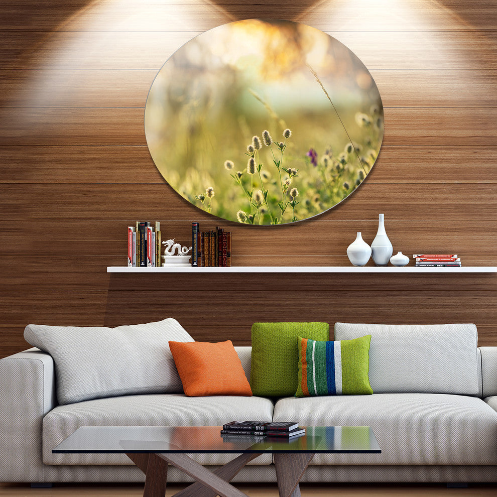 Little Summer Flowers In Meadow, Flower Round Wall Art, 36"