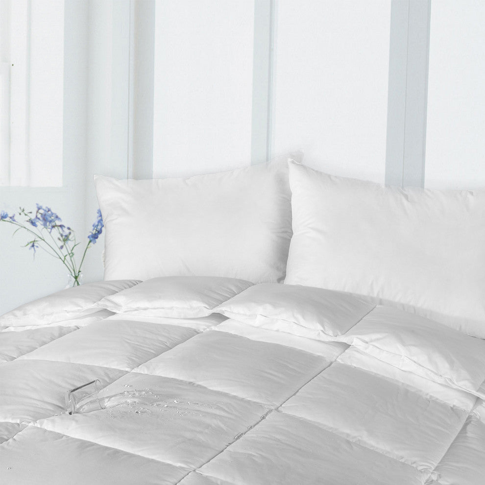 Lotus Home Down Down Alternative Comforter with Stain Protection, White, Twin