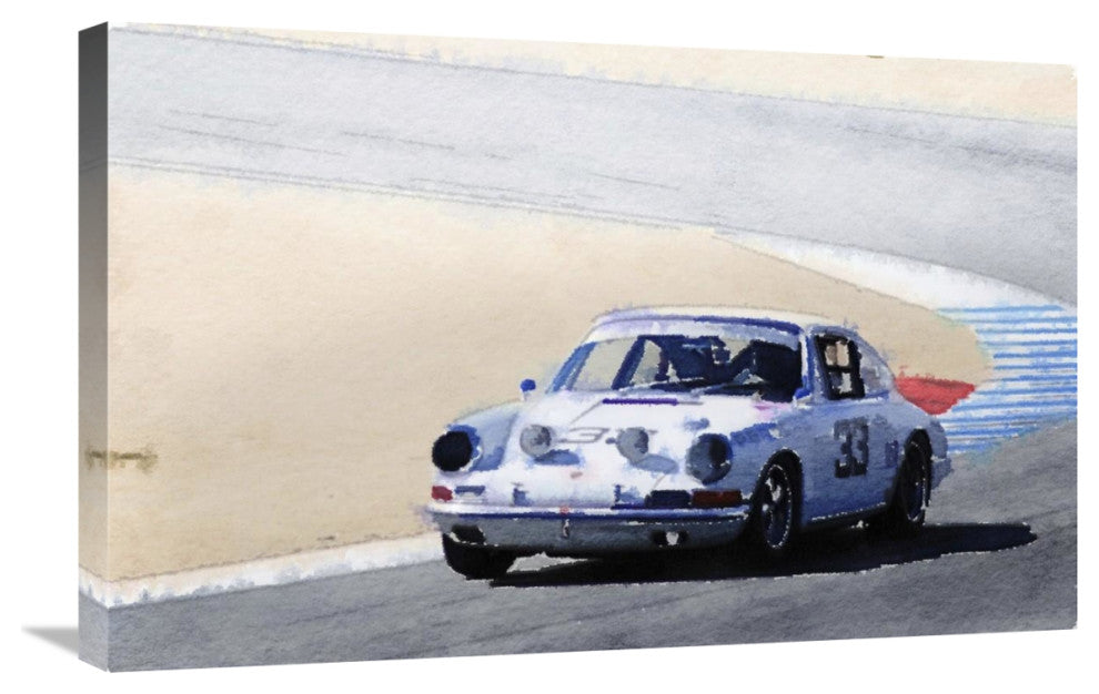 "White Porsche 911 in Monterey Watercolor" Fine Art Print