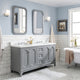 60" Wide Cashmere Gray Double Sink Quartz Carrara Bathroom Vanity