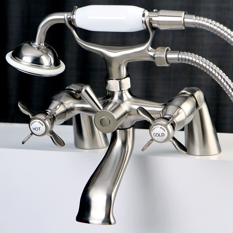 Kingston Brass Clawfoot Tub Faucet With Hand Shower, Brushed Nickel