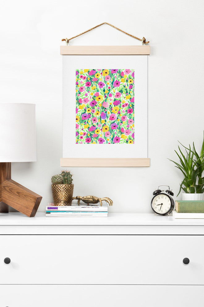 Deny Designs Jacqueline Maldonado Flower Field Pink Yellow Art Print