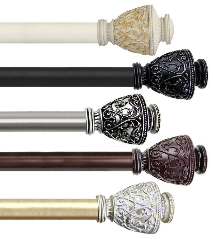 Rona 1" Curtain Rod 28-48", White, Light Gold, 66-120"