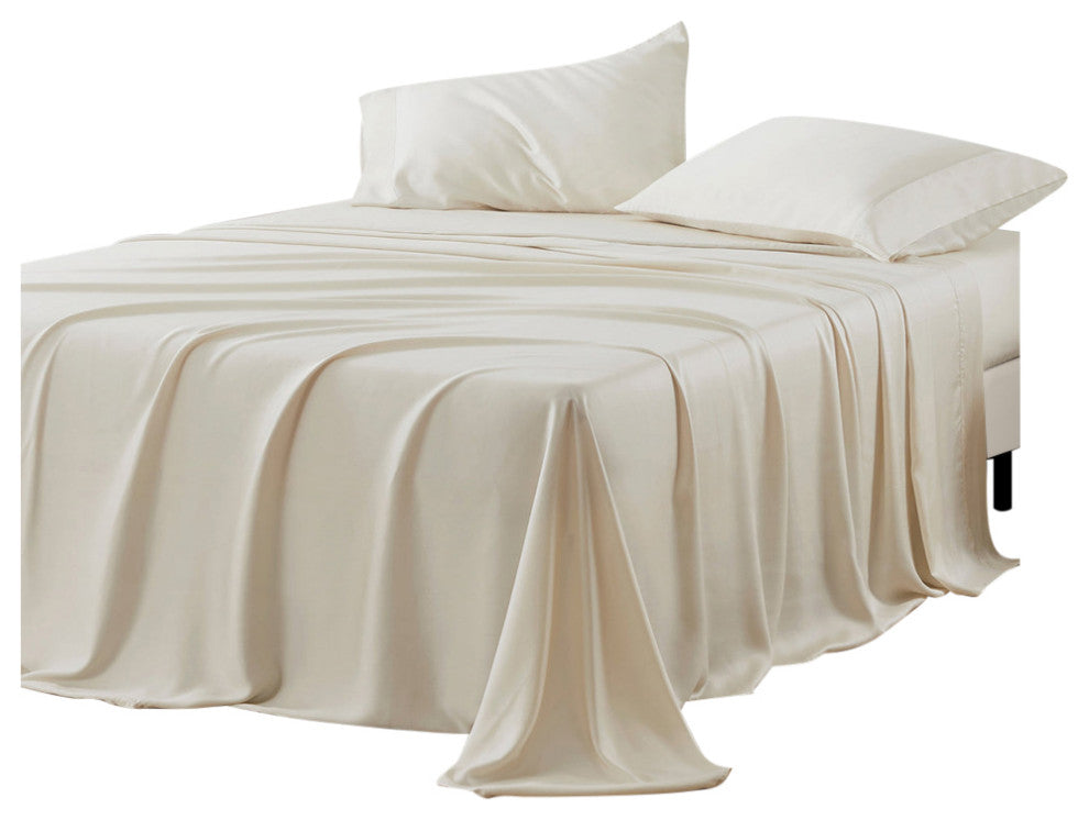 Lyocell Sheet Set, 4 Piece, Ivory, Queen