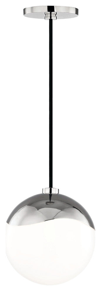 Ella Small Pendant, Opal Glossy Glass, Finish: Polished Nickel