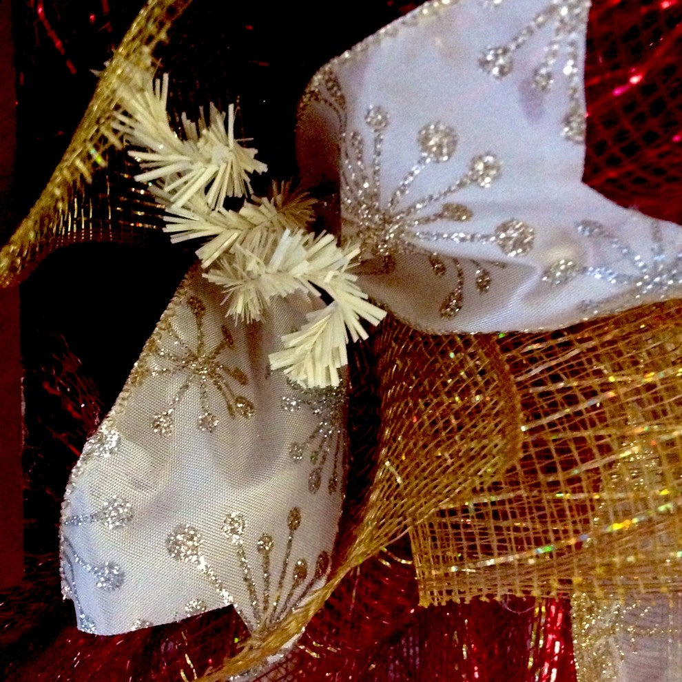 For Unto Us A Child is Born Christmas Deco Mesh Wreath Handmade
