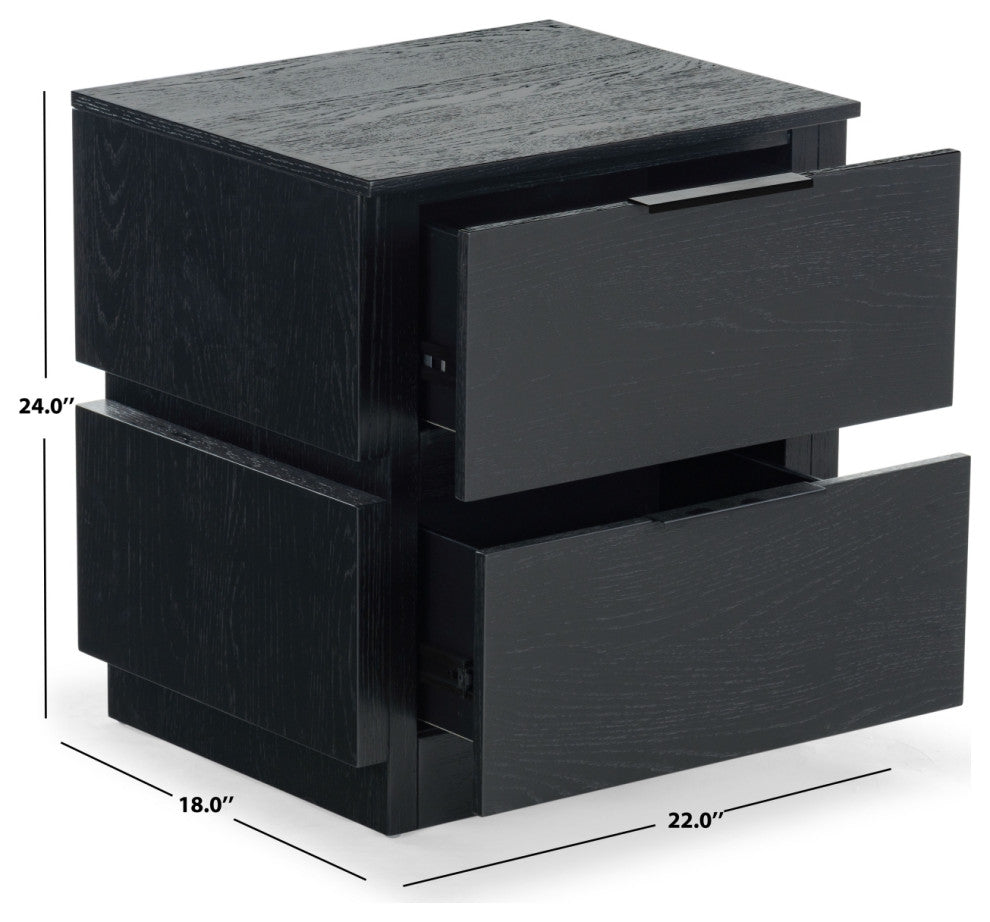 Safavieh Couture Titus 2 Drawer Nightstand, Black