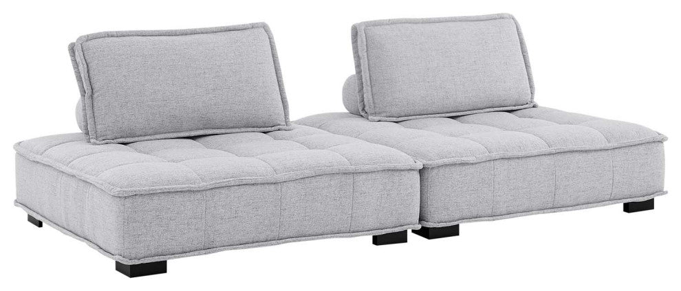 Saunter Tufted Fabric Fabric 2-Piece Loveseat Light Gray