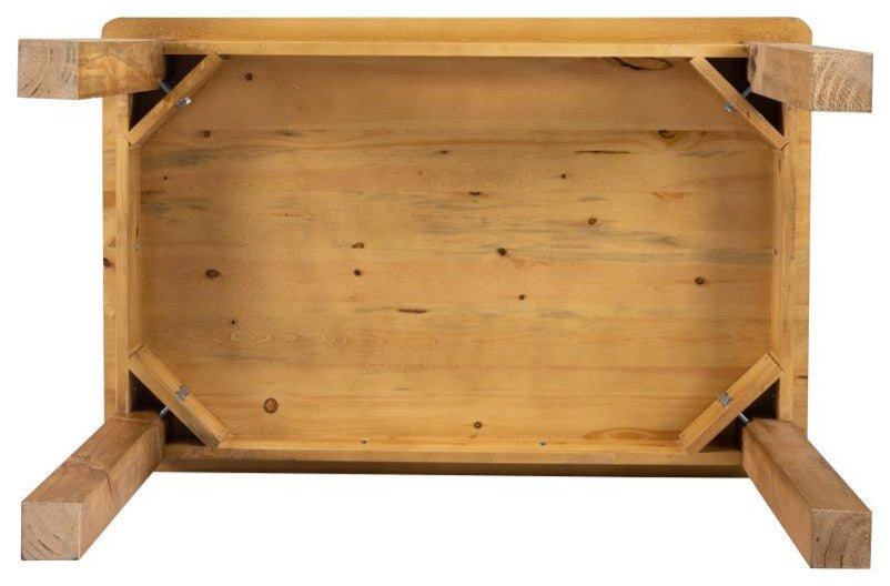 46" x 30" Rectangular Solid Pine Farm Dining Table, Light Natural