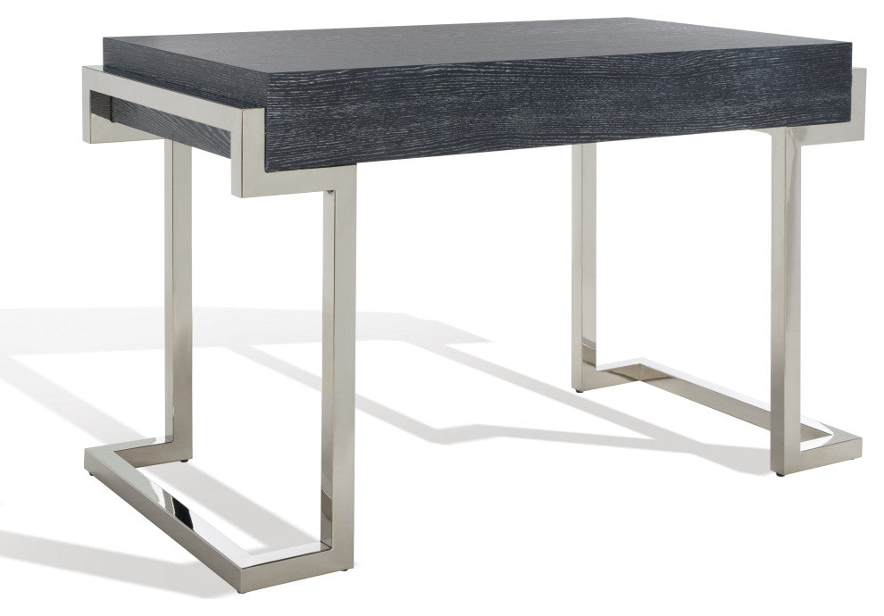 Safavieh Couture Maia 2-Drawer Lacquer Desk Black Cerused Oak