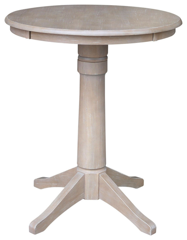 30" Round Top Pedestal Table, Washed Gray Taupe