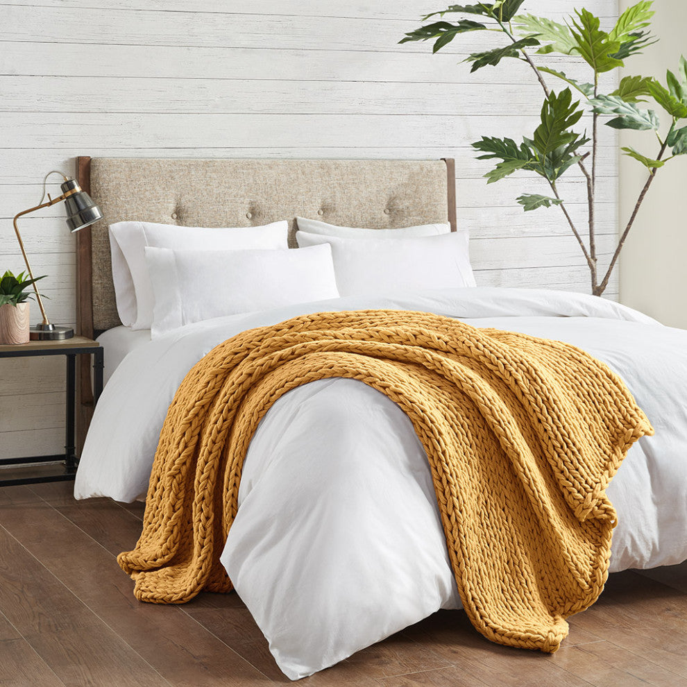 Madison Park Chunky Double Knit Hand Made Throw Blanket