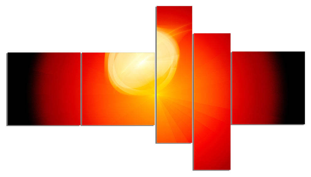 Glowing Red Misty Sphere, Abstract Canvas Art Print, 60"x32", 5 panels