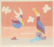 Richard Floethe "Birds Fishing" Linocut