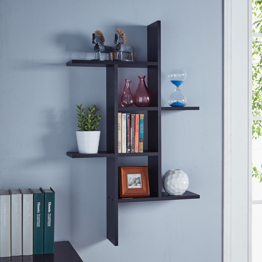 Danya B. Cantilever Cubby Wall Shelf "“ Horizontal or Vertical, Black