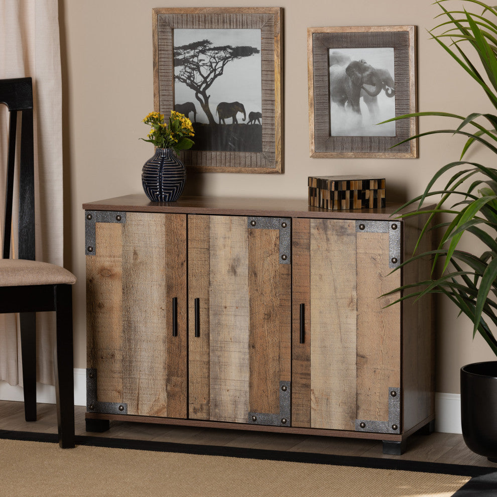 Angelou Farmhouse Rustic 3-Door Shoe Cabinet