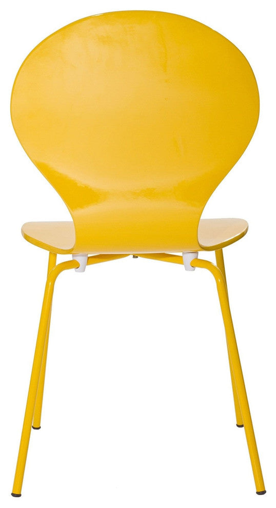 Modern Contemporary Kitchen Wood Dining Side Chair Yellow