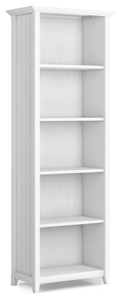 Acadian Solid Wood 5 Shelf Bookcase, White