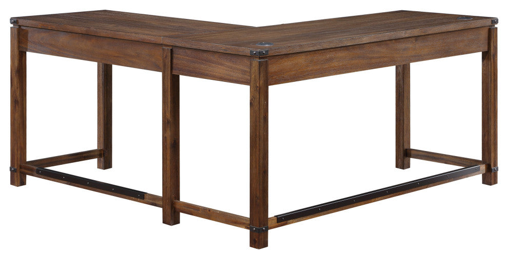 Baton Rouge L-Shape Desk, Brushed Walnut Finish