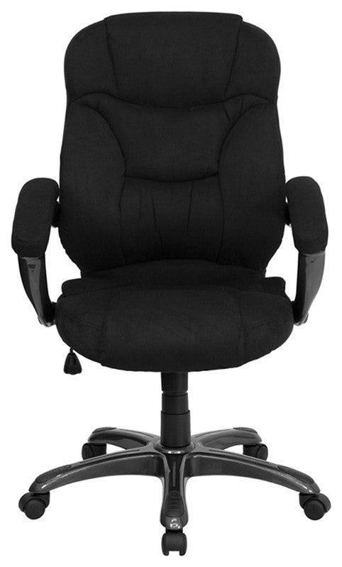 High Back Black Microfiber Contemporary Executive Swivel Chair With Arms