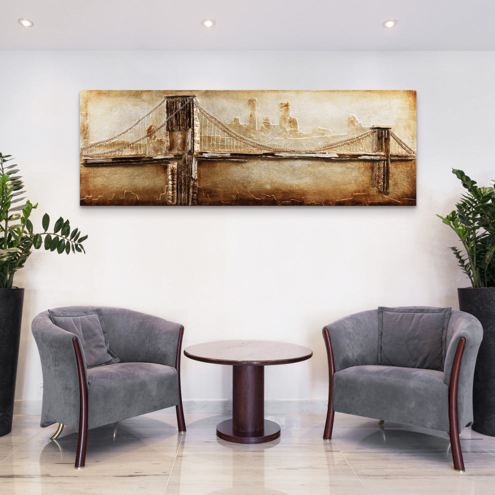 "Golden Gate Bridge" Handed Painted Iron Wall sculpture on Wooden Wall Art