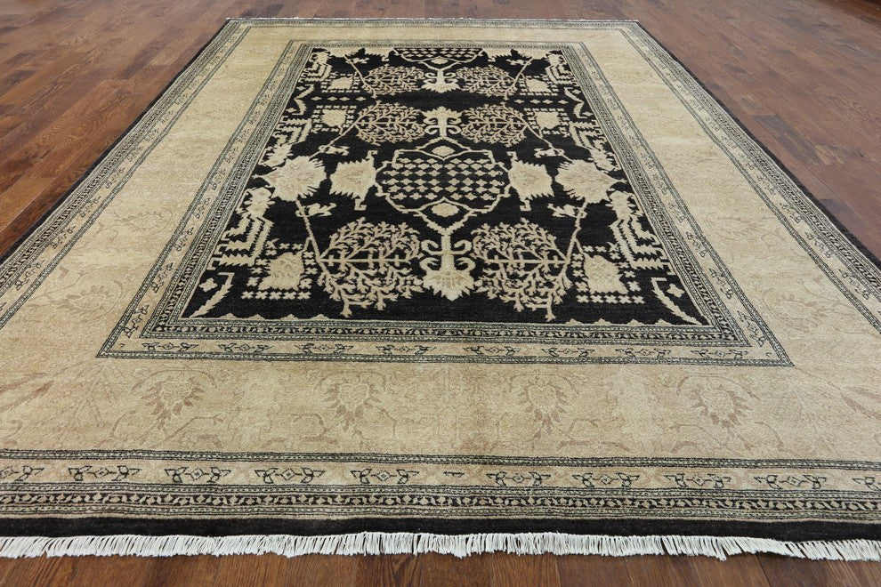 9'x12' Brown Chobi Peshawar Oriental Hand Knotted Wool Rug, W2525