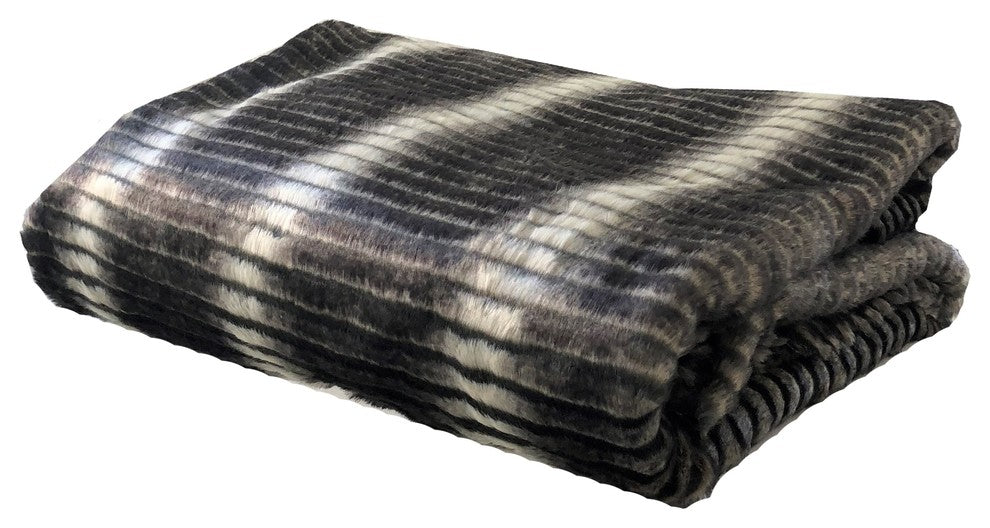 Gray and Taupe Faux Fur Luxury Throw