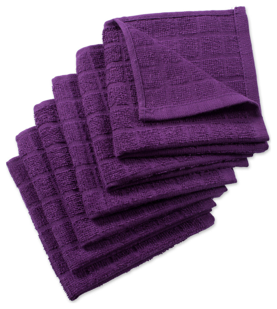 DII Solid Eggplant Windowpane Terry Dishcloth (Set of 6)