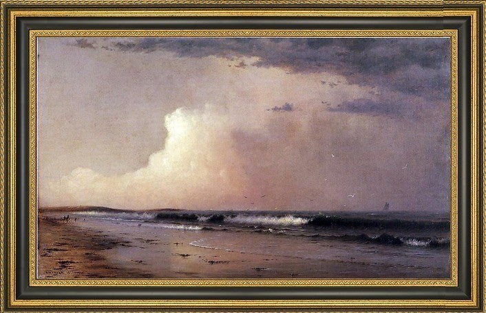 Dwight W Tryon a Misty Morning Framed Premium Canvas Print, 27"x18"