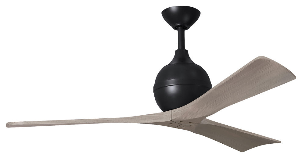 Irene-3 Paddle Fan, Matte Black, 52", Gray Ash Blades