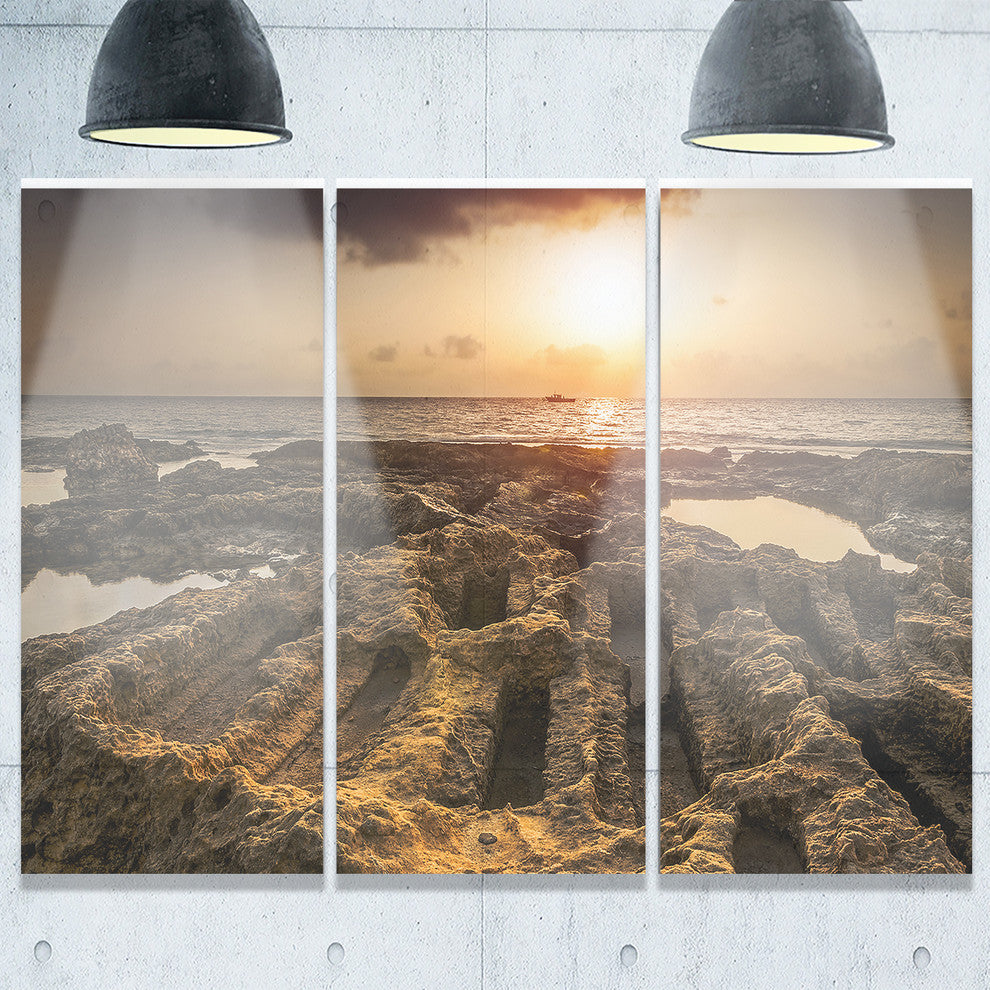"Glowing Sunlight on Ancient Ruins" Metal Wall Art, 3 Panels, 36"x28"